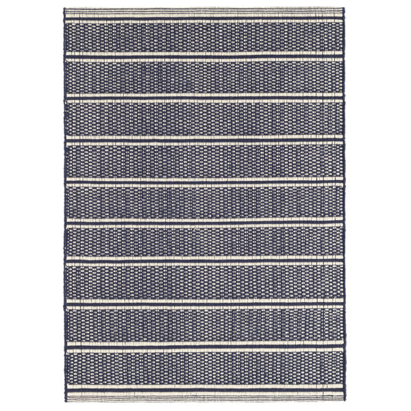 Dash and Albert Rugs Archer Flatweave Cotton Striped Area Rug in Navy